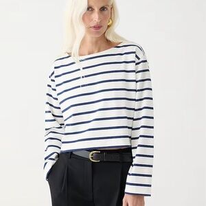 Cropped boatneck T-shirt in mariner cotton NWT Sz M